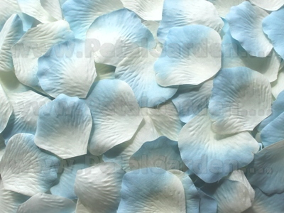 Ivory w/ Blue silk rose petals