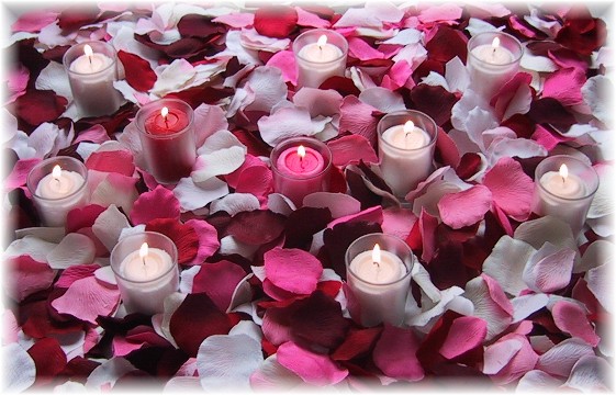 Romance Package Of 00 Rose Petals Plus Candles